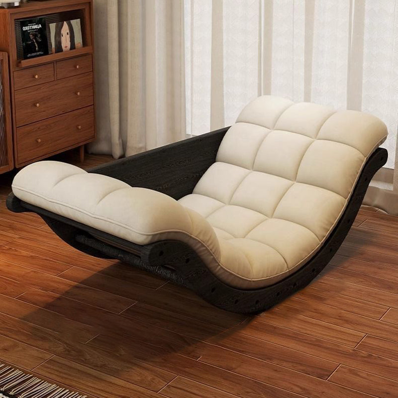 Nordic Leather Cotton-Linen Chair — White Cushion + Black Frame - Cotton-Linen