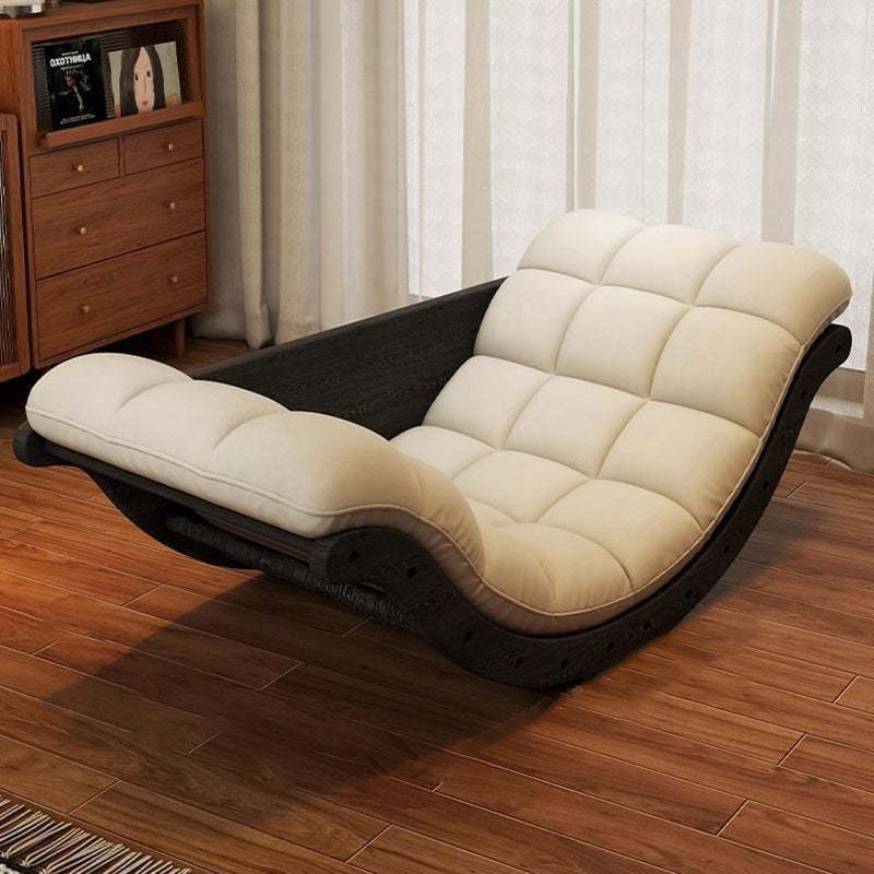 Nordic Leather Cotton-Linen Chair — White Cushion + Black Frame - Cotton-Linen