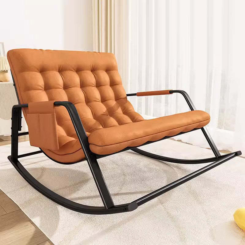 Nordic Tech Fabric Steel Moon Rocking Chair — Beige