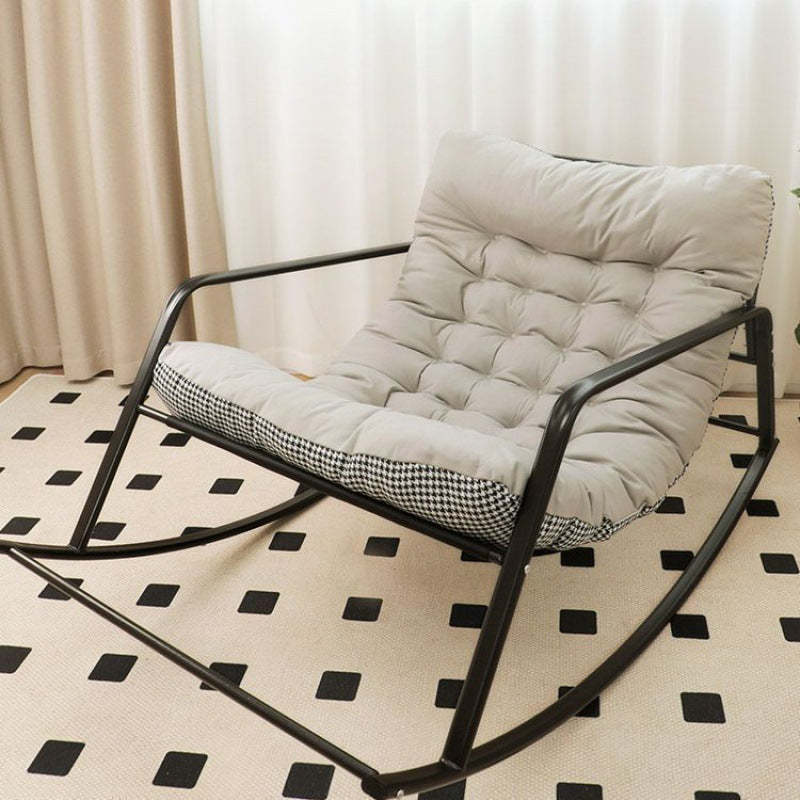 Nordic Tech Fabric Steel Moon Rocking Chair — Light Gray