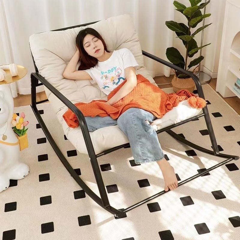 Nordic Tech Fabric Steel Moon Rocking Chair