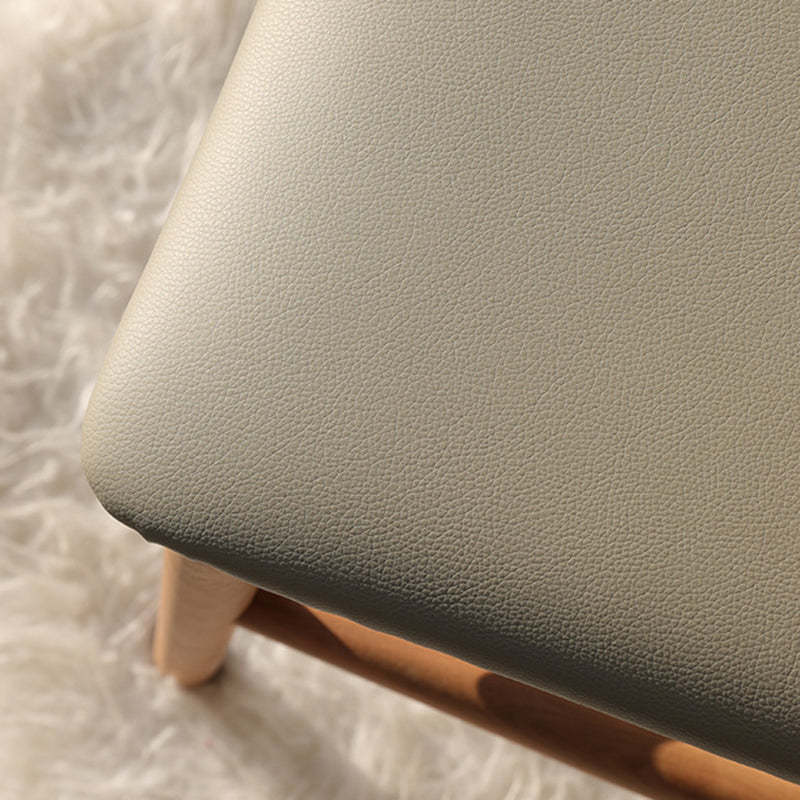 Nordic Oak Leather Square Vanity Stool