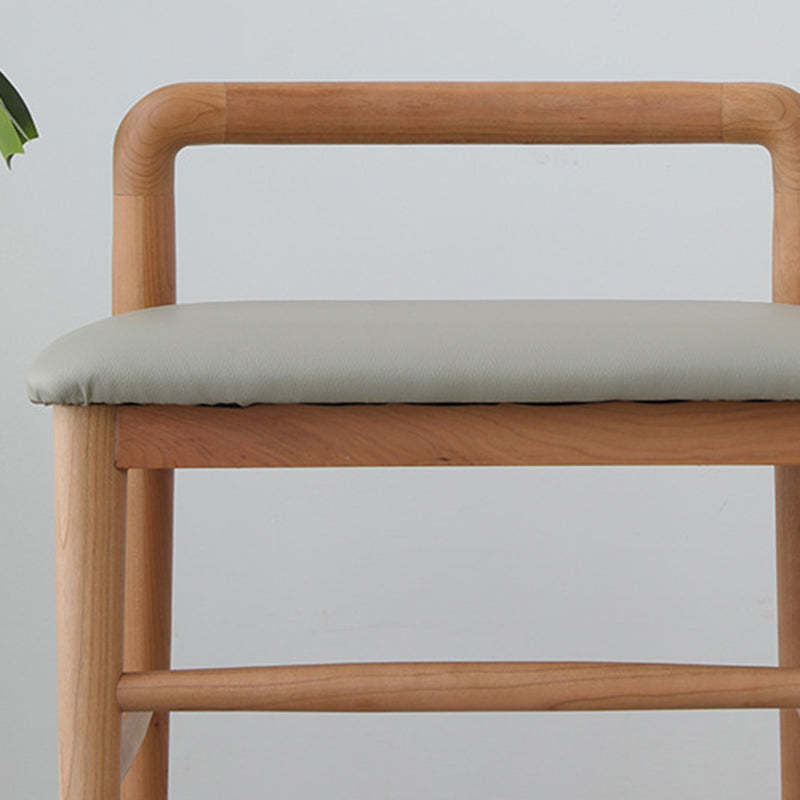 Nordic Oak Leather Square Vanity Stool