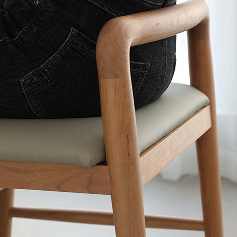Nordic Oak Leather Square Vanity Stool