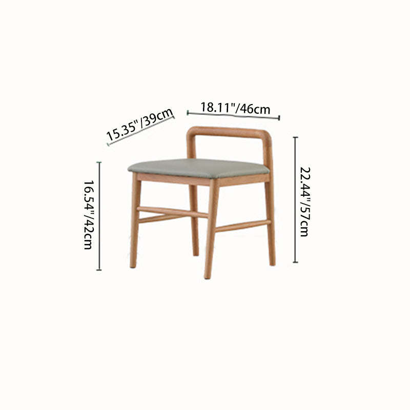 Nordic Oak Leather Square Vanity Stool
