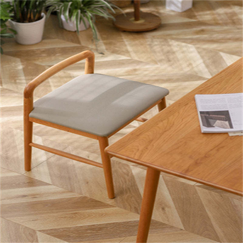 Nordic Oak Leather Square Vanity Stool