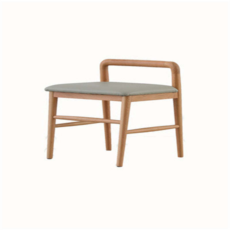 Nordic Oak Leather Square Vanity Stool