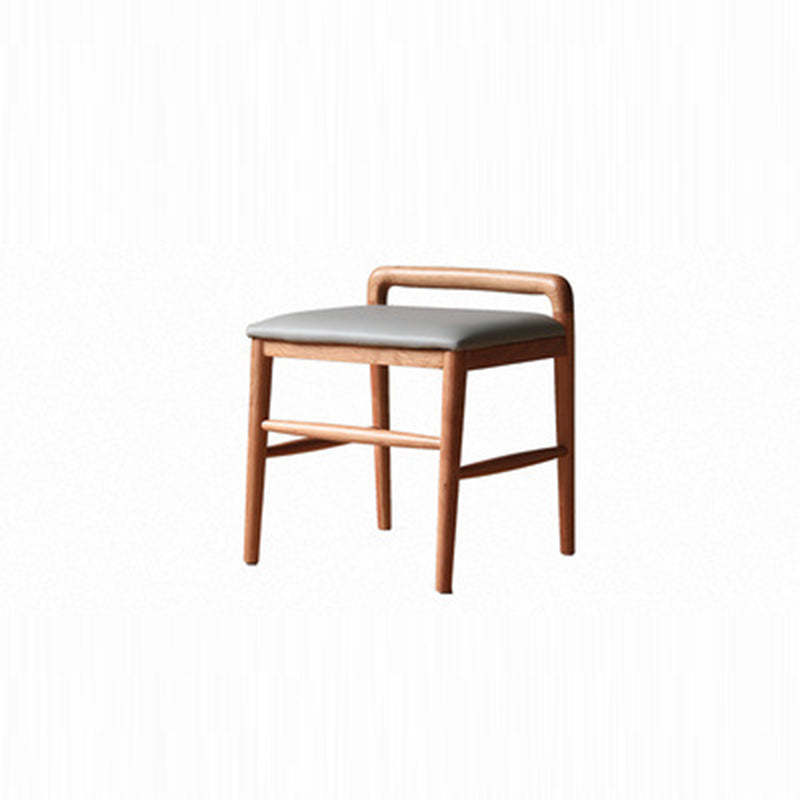 Nordic Oak Leather Square Vanity Stool