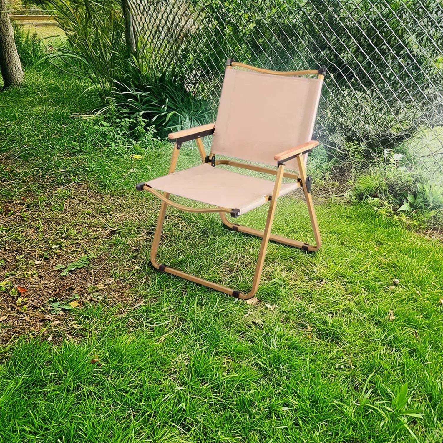 Modern Iron Fabric Foldable Camping Chair — Rose Pink