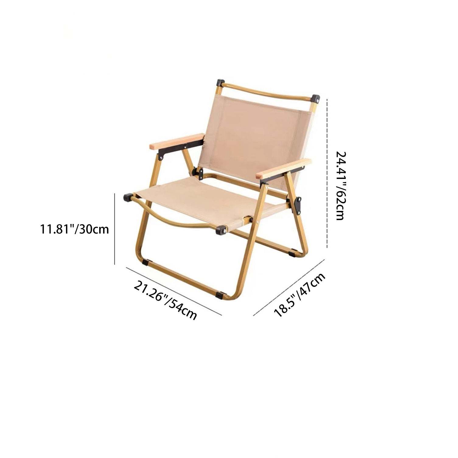 Modern Iron Fabric Foldable Camping Chair — Black