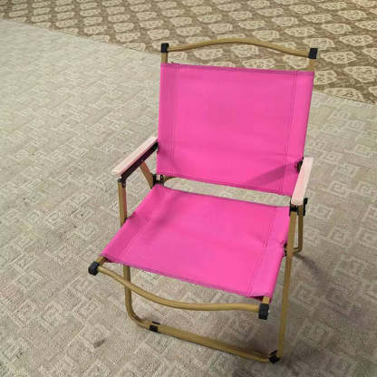 Modern Iron Fabric Foldable Camping Chair — Rose Pink
