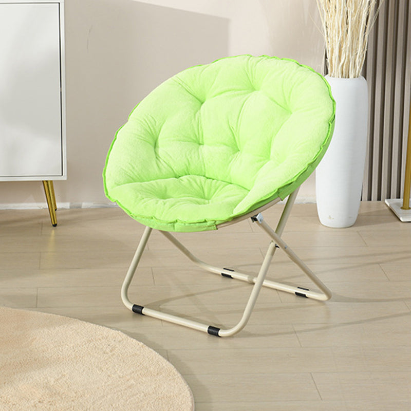 Minimalist Plush Cotton Steel Foldable Lounge Chair — With Footrest / Pink
