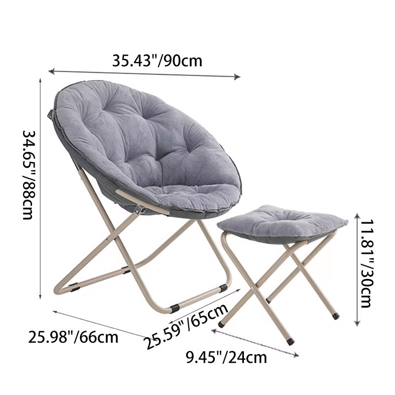 Minimalist Plush Cotton Steel Foldable Lounge Chair — Without Footrest / Pink