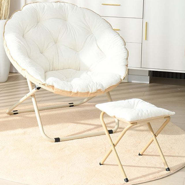 Minimalist Plush Cotton Steel Foldable Lounge Chair — Without Footrest / Green