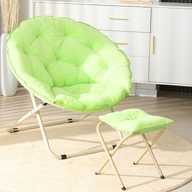 Minimalist Plush Cotton Steel Foldable Lounge Chair — Without Footrest / Pink