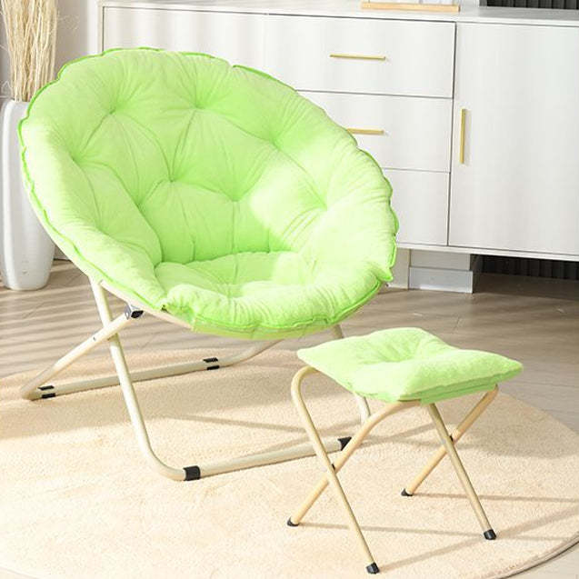 Minimalist Plush Cotton Steel Foldable Lounge Chair — Without Footrest / Pink