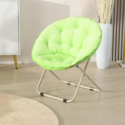 Minimalist Plush Cotton Steel Foldable Lounge Chair — With Footrest / Pink