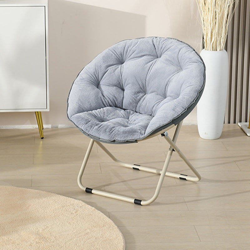 Minimalist Plush Cotton Steel Foldable Lounge Chair — With Footrest / Gray