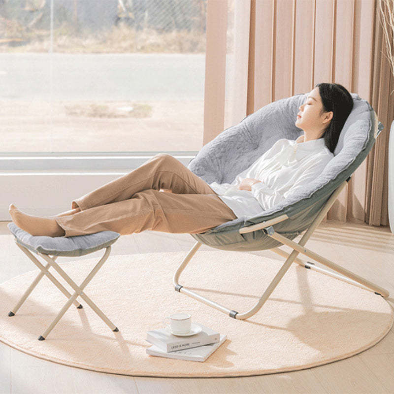 Minimalist Plush Cotton Steel Foldable Lounge Chair