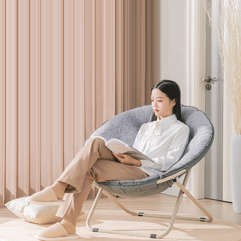 Minimalist Plush Cotton Steel Foldable Lounge Chair