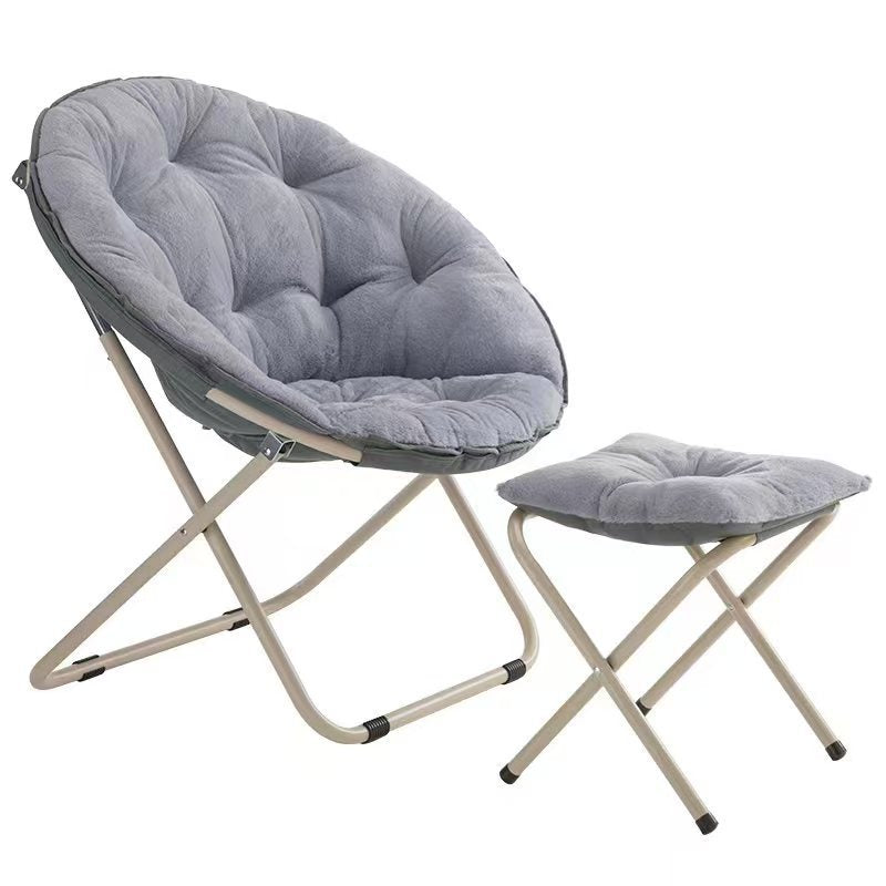 Minimalist Plush Cotton Steel Foldable Lounge Chair