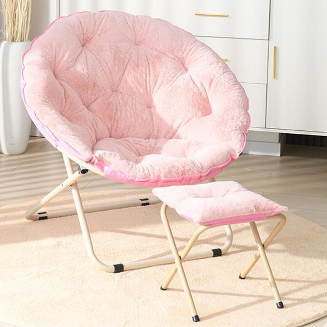 Minimalist Plush Cotton Steel Foldable Lounge Chair — Without Footrest / Gray