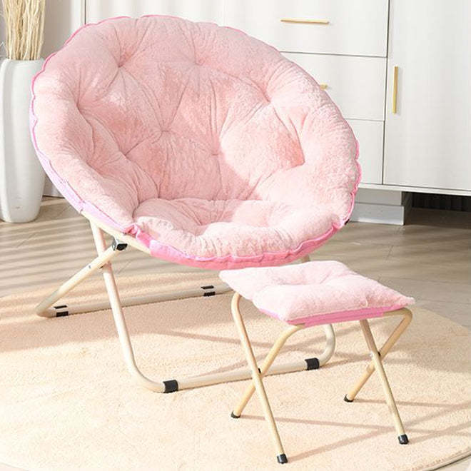 Minimalist Plush Cotton Steel Foldable Lounge Chair — Without Footrest / Gray