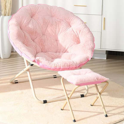 Minimalist Plush Cotton Steel Foldable Lounge Chair — Without Footrest / Gray