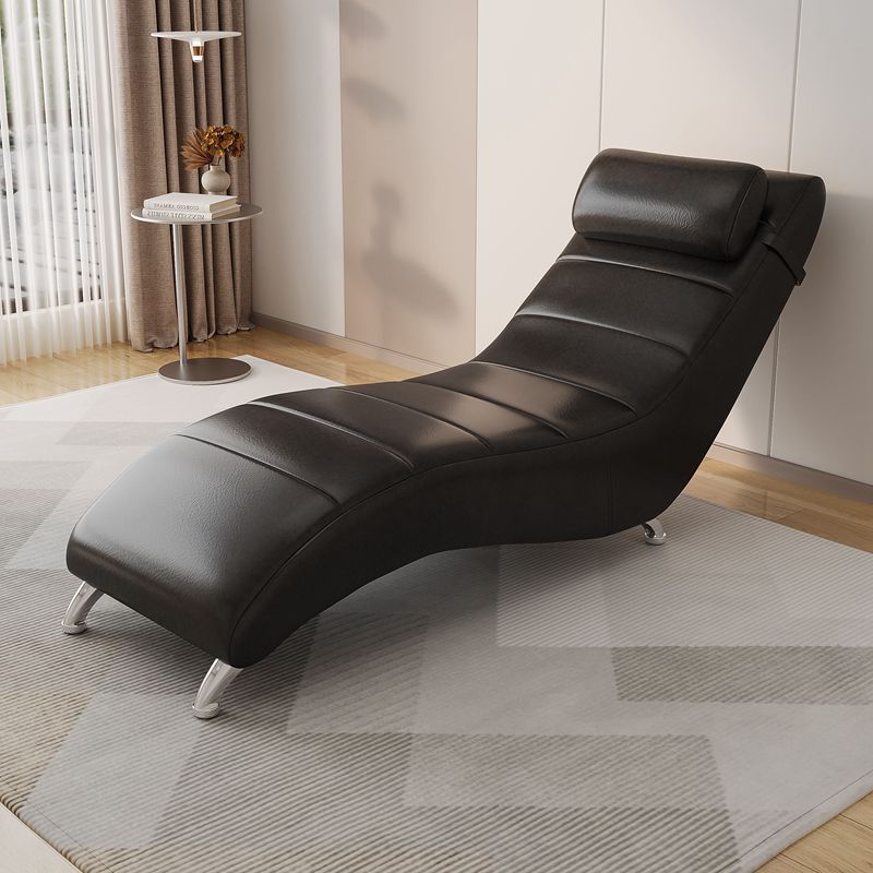 Minimalist Waxed Leather Tech Fabric Wood Chair — Waxed Leather - Dark Blue