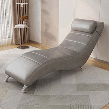 Minimalist Waxed Leather Tech Fabric Wood Chair — Tech Fabric - Dark Blue