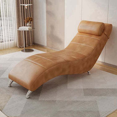 Minimalist Waxed Leather Tech Fabric Wood Chair — Tech Fabric - Brown