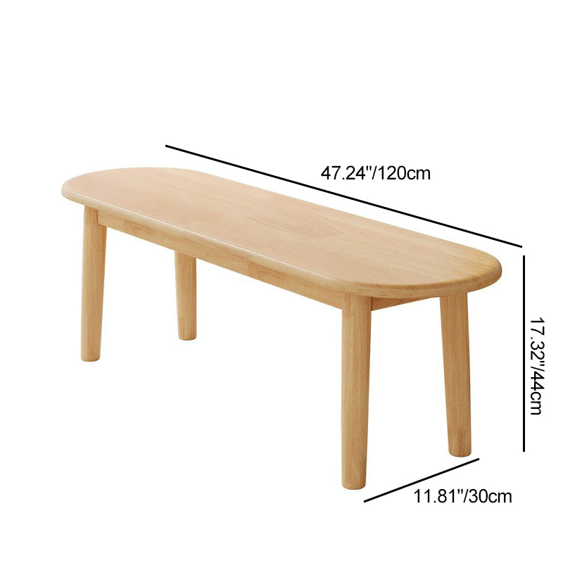 Nordic Rubberwood Fabric Oval Cushioned Bench — With Cushion / Walnut Color
