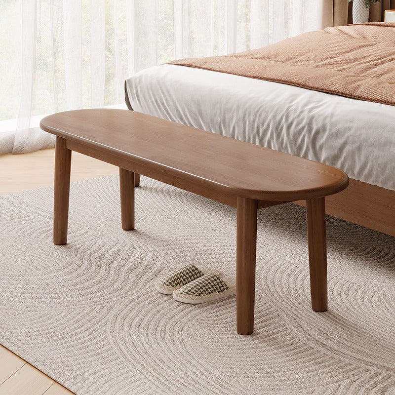 Nordic Rubberwood Fabric Oval Cushioned Bench — Without Cushion / Wood Color