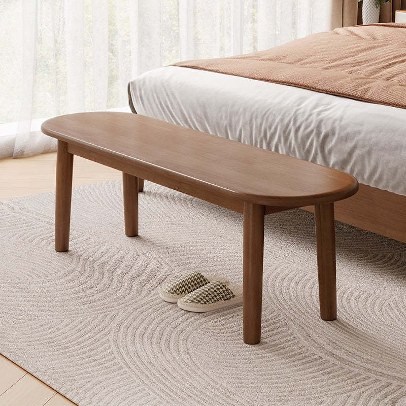 Nordic Rubberwood Fabric Oval Cushioned Bench — Without Cushion / Wood Color