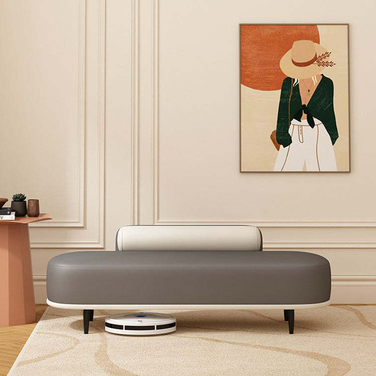 Nordic Leather Wood Steel Oval Storage Bench — Light Green