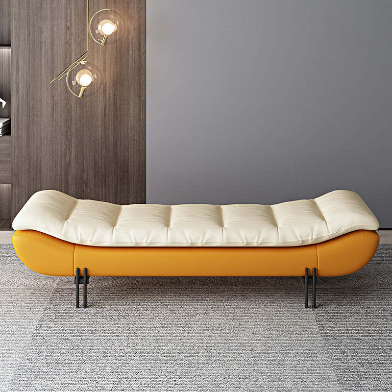 Minimalist Nappa Leather Down Steel Chair — Orange