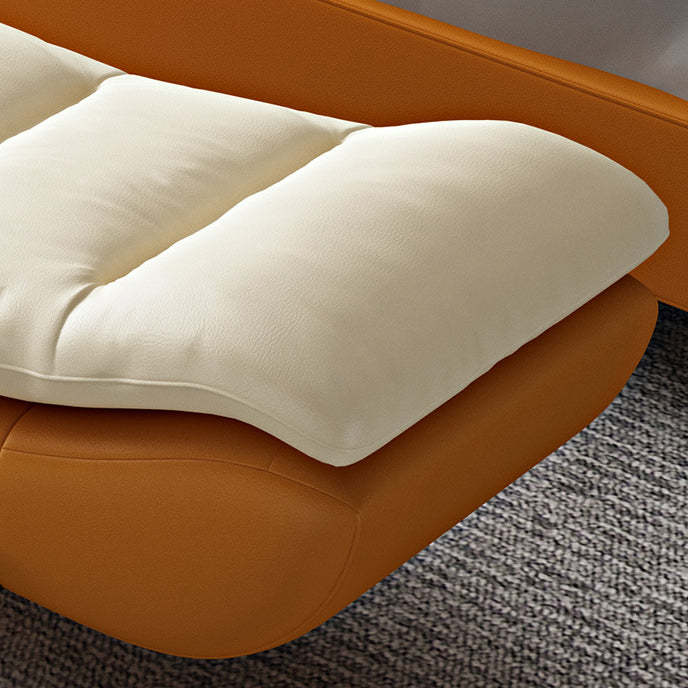 Minimalist Nappa Leather Down Steel Chair