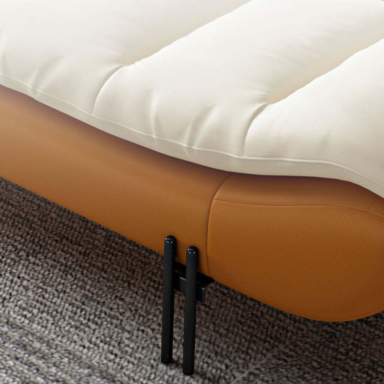 Minimalist Nappa Leather Down Steel Chair