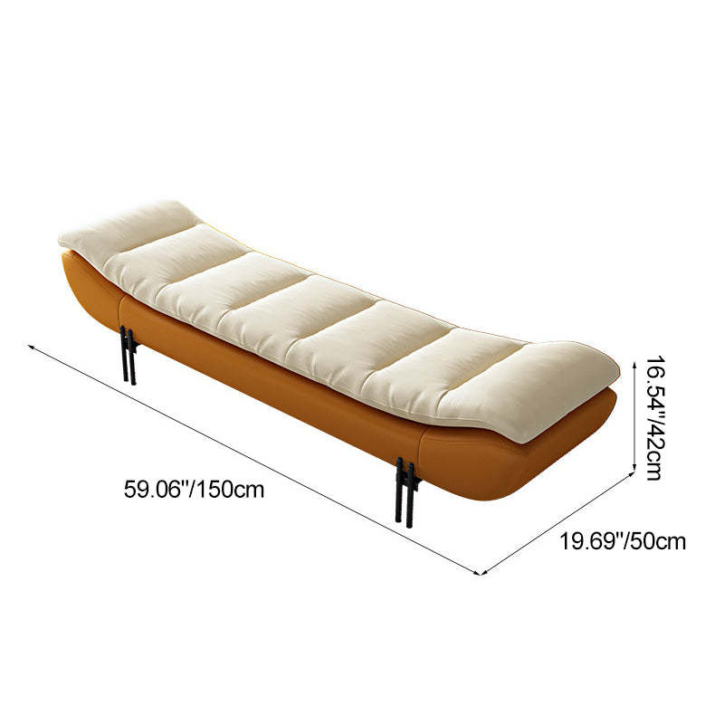 Minimalist Nappa Leather Down Steel Chair — Beige
