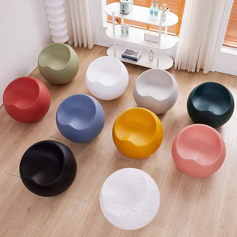 Contemporary Apple Sphere Footstool — White