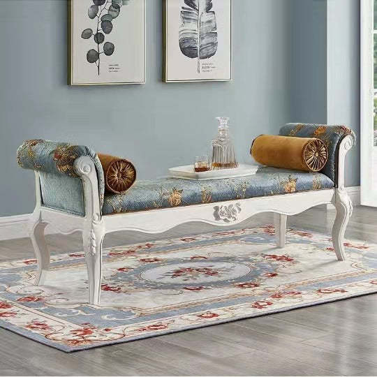 European Fabric Leather Wood Shoe Bench — Pink - Leather