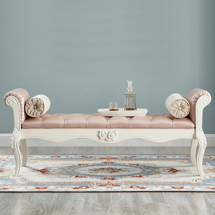 European Fabric Leather Wood Shoe Bench