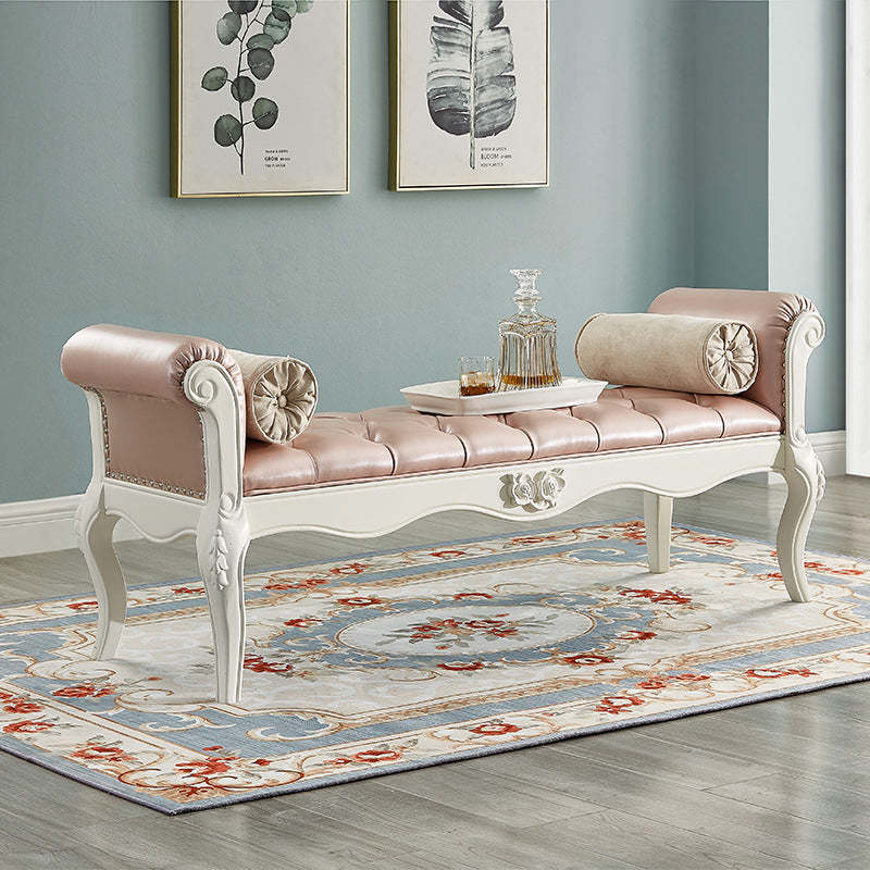 European Fabric Leather Wood Shoe Bench