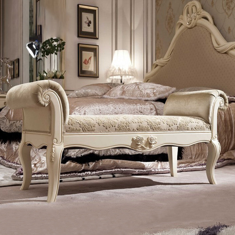 European Fabric Leather Wood Shoe Bench