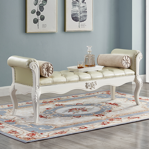 European Fabric Leather Wood Shoe Bench