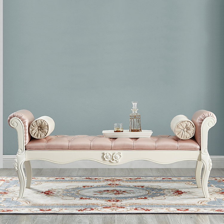 European Fabric Leather Wood Shoe Bench