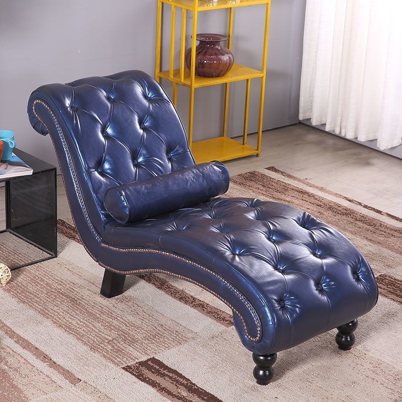 European Wood Velvet Leather Chaise Lounge — Purple - Velvet