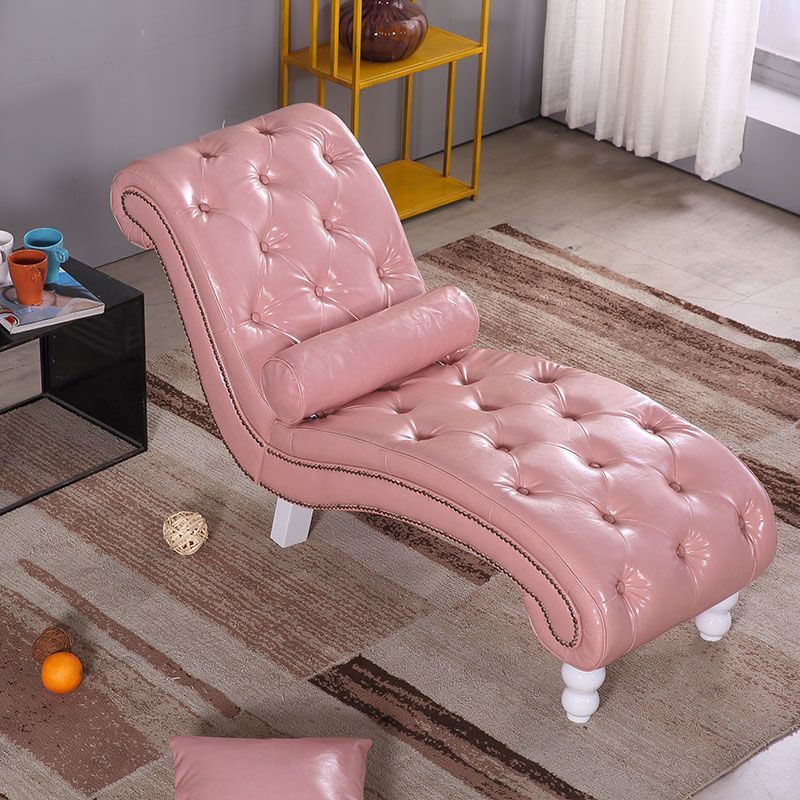 European Wood Velvet Leather Chaise Lounge — Champagne Gold - Leather