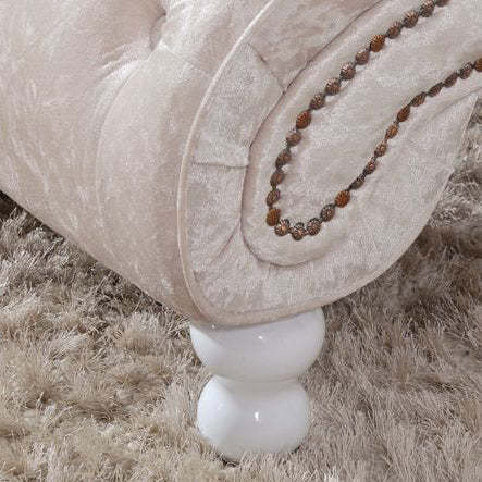 European Wood Velvet Leather Chaise Lounge — Smoky Pink - Leather