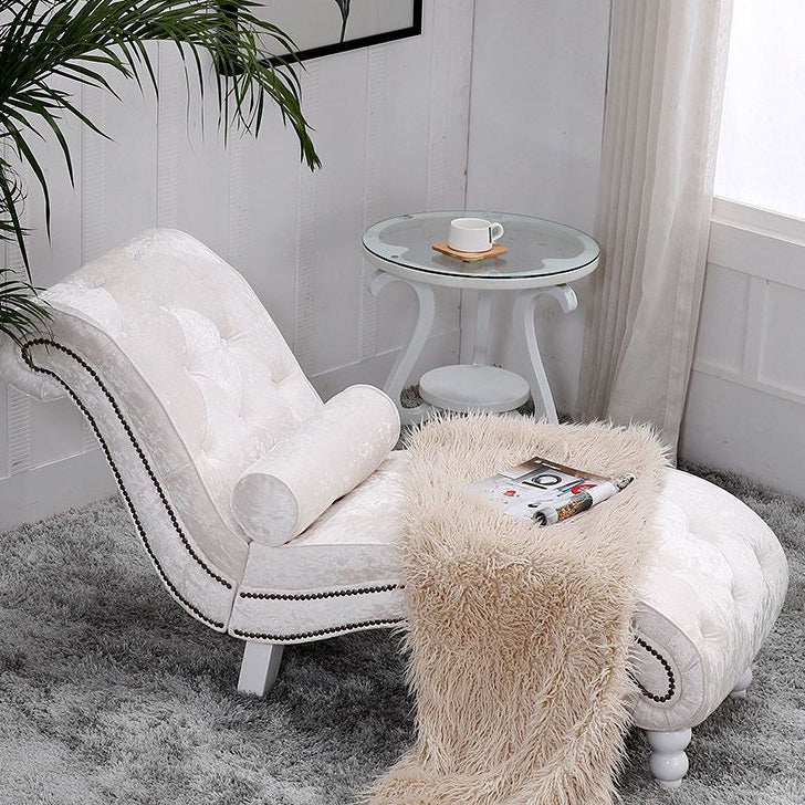 European Wood Velvet Leather Chaise Lounge